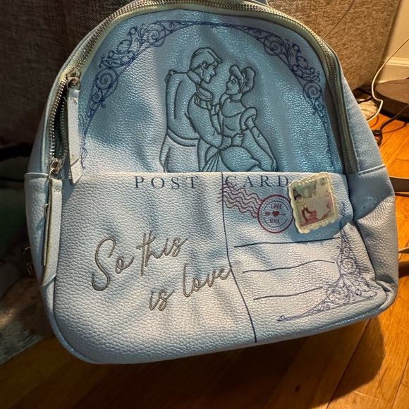 RARE Danielle Nicole Light Blue Cinderella Postcard Backpack - Picture 2 of 3